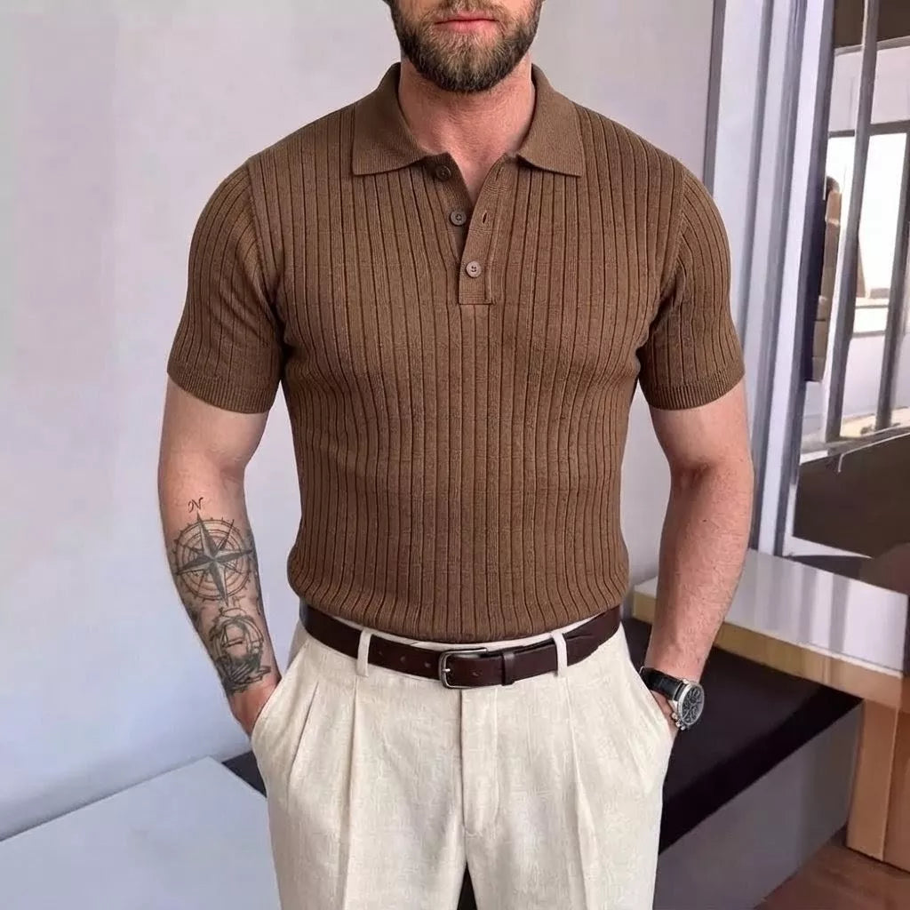 Old World Knit Polo Shirt - Men's Classic Knitted Polo Shirt | Retro Classic Style | Alex Shogun Alex Shogun Men's Clothes