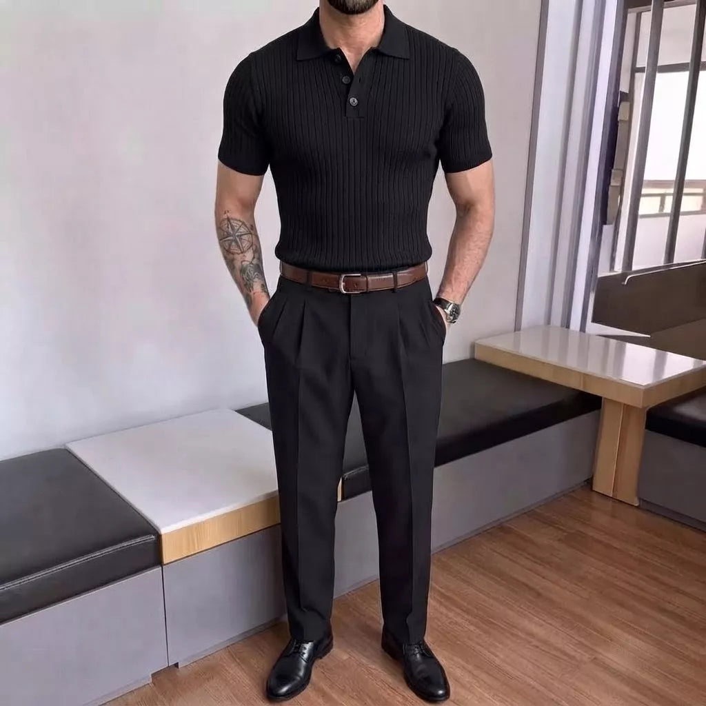 Old World Knit Polo Shirt - Men's Classic Knitted Polo Shirt | Retro Classic Style | Alex Shogun Alex Shogun Men's Clothes