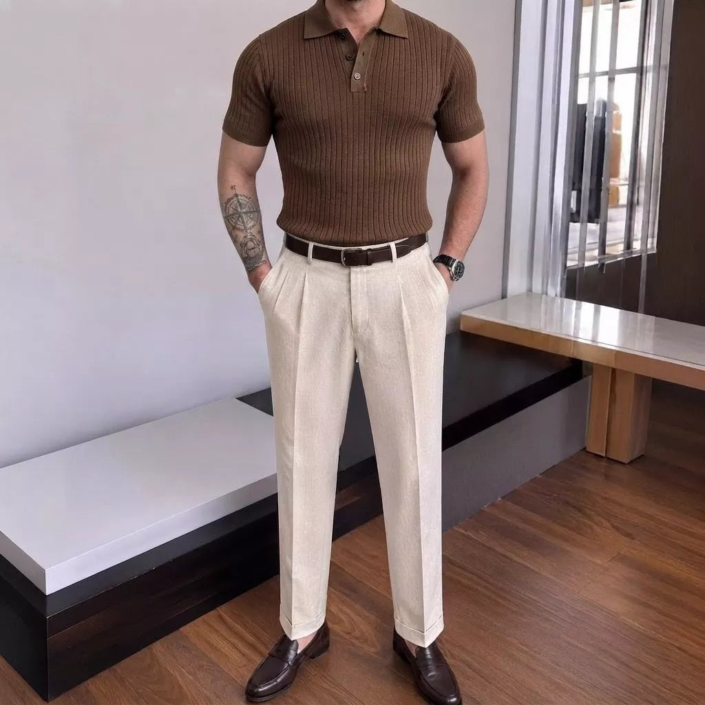 Old World Knit Polo Shirt - Men's Classic Knitted Polo Shirt | Retro Classic Style | Alex Shogun Alex Shogun Men's Clothes