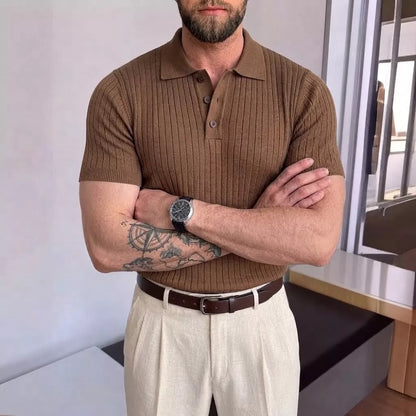 Old World Knit Polo Shirt - Men's Classic Knitted Polo Shirt | Retro Classic Style | Alex Shogun Alex Shogun Men's Clothes