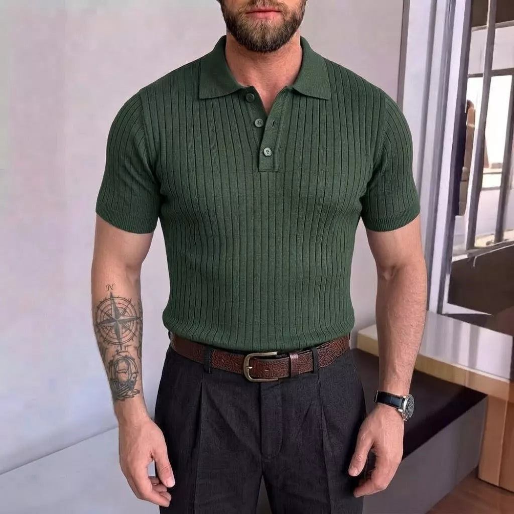 Old World Knit Polo Shirt - Men's Classic Knitted Polo Shirt | Retro Classic Style | Alex Shogun Alex Shogun Men's Clothes