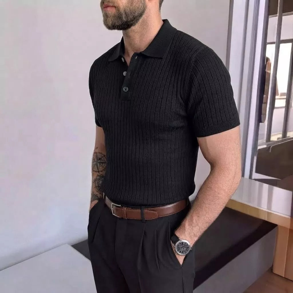 Old World Knit Polo Shirt - Men's Classic Knitted Polo Shirt | Retro Classic Style | Alex Shogun Alex Shogun Men's Clothes