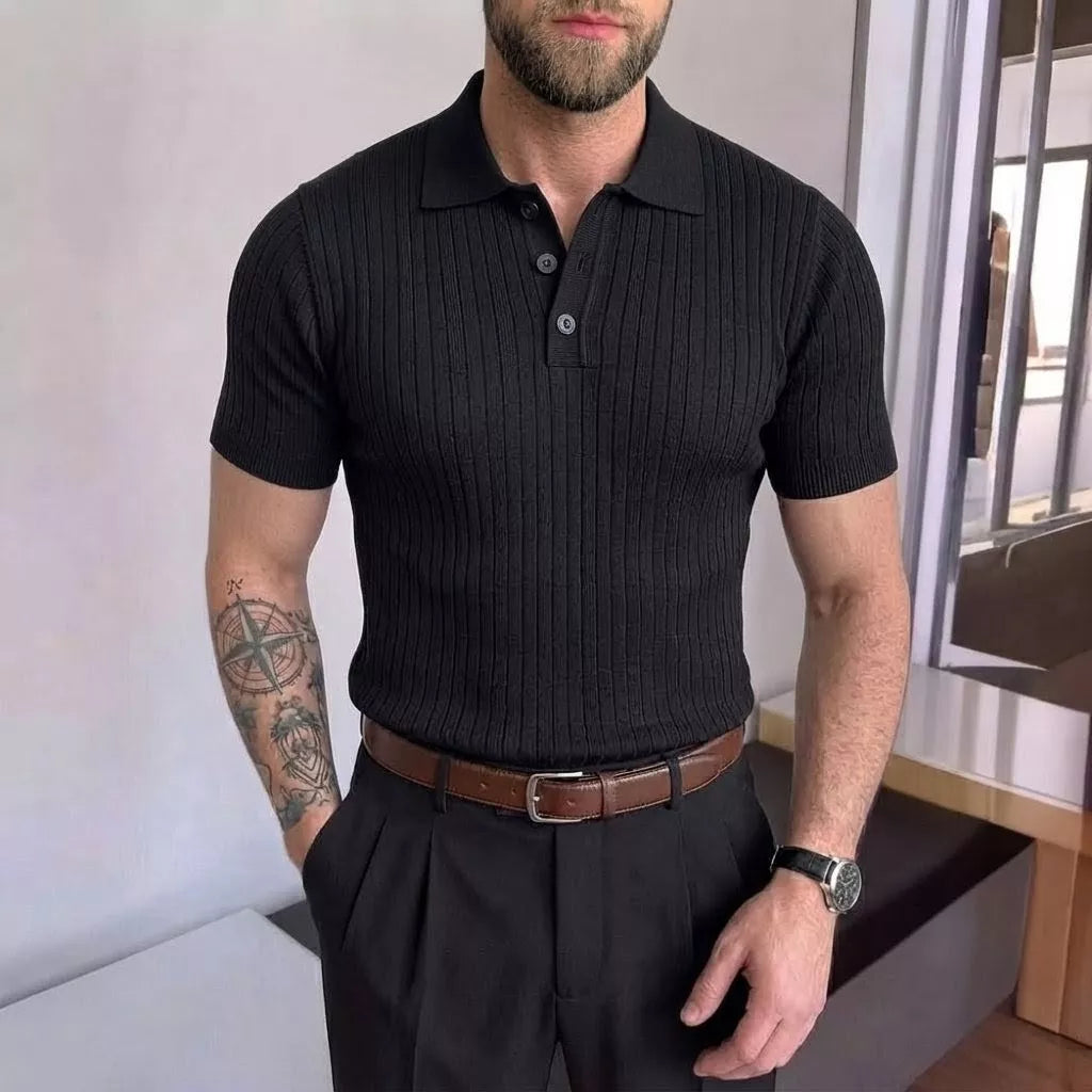Old World Knit Polo Shirt - Men's Classic Knitted Polo Shirt | Retro Classic Style | Alex Shogun Alex Shogun Men's Clothes