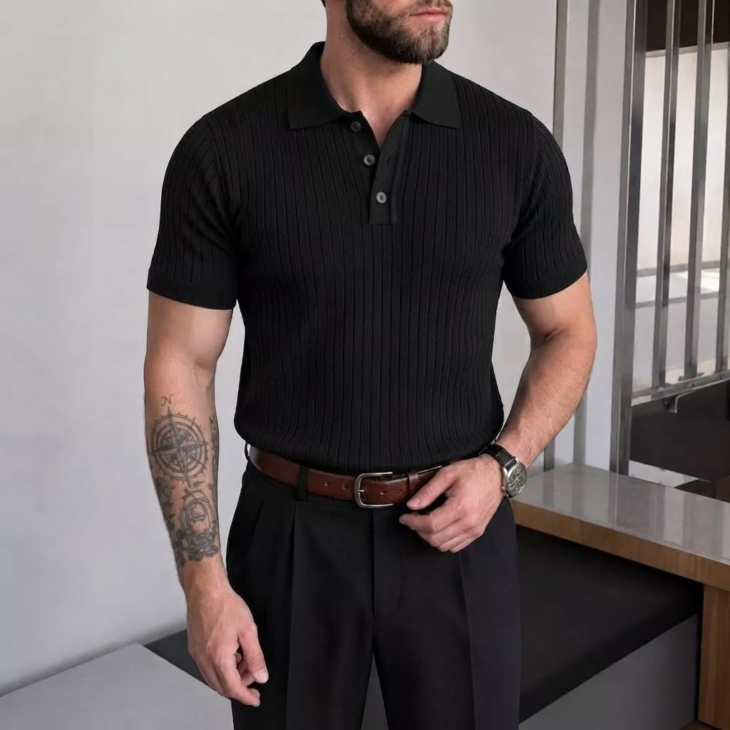 Old World Knit Polo Shirt - Men's Classic Knitted Polo Shirt | Retro Classic Style | Alex Shogun Alex Shogun Men's Clothes