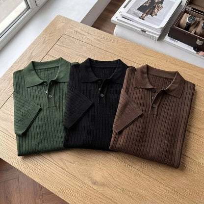 Old World Knit Polo Shirt - Men's Classic Knitted Polo Shirt | Retro Classic Style | Alex Shogun Alex Shogun Men's Clothes