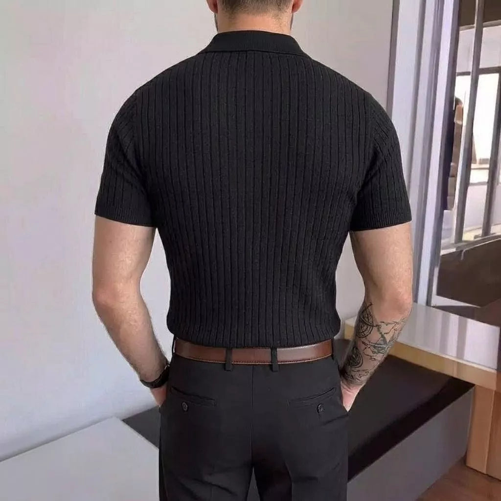 Old World Knit Polo Shirt - Men's Classic Knitted Polo Shirt | Retro Classic Style | Alex Shogun Alex Shogun Men's Clothes