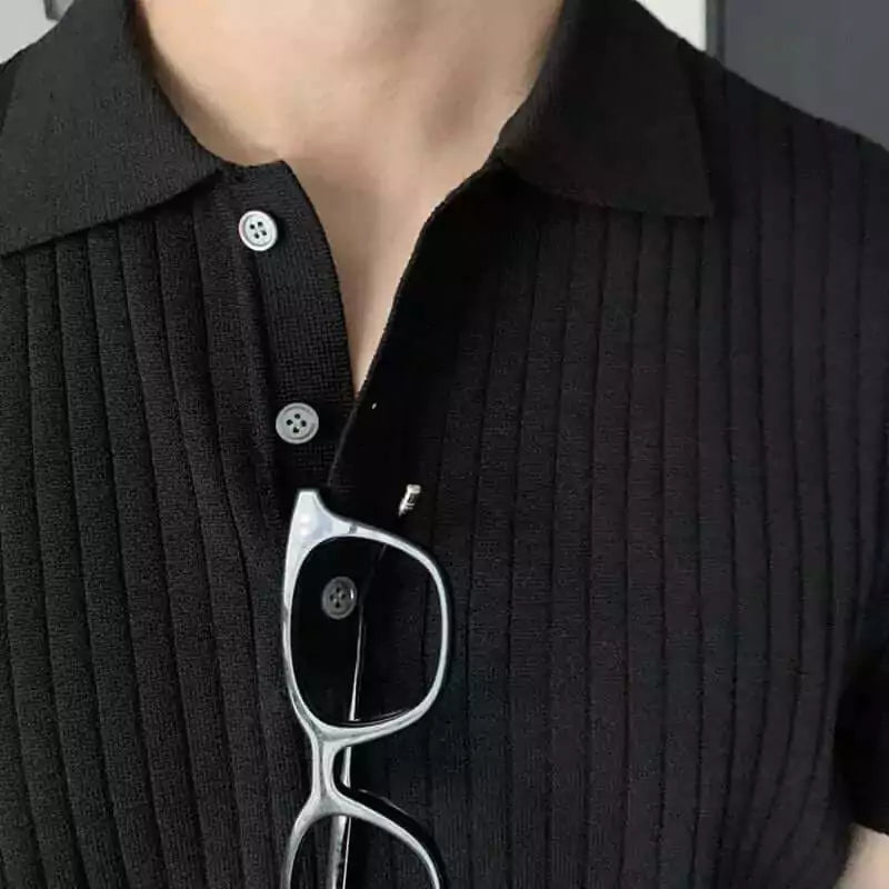 Old World Knit Polo Shirt - Retro Knit Polo: Vintage (OldMoney) Style & Modern Comfort Easy Care Alex Shogun Men's Clothes