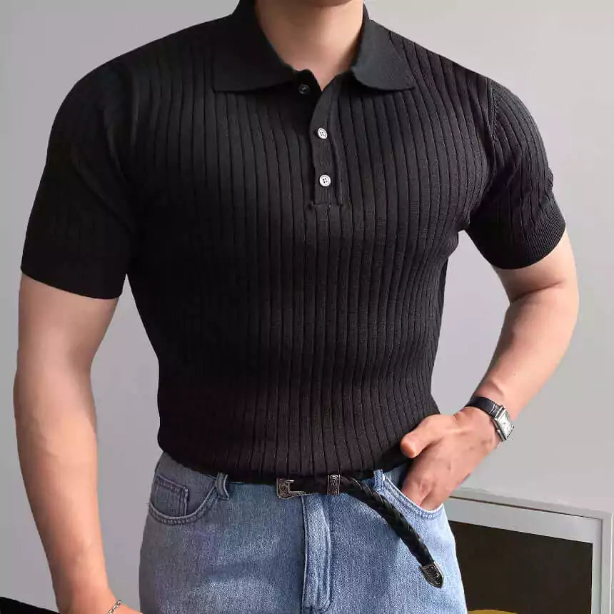 Old World Knit Polo Shirt - Retro Knit Polo: Vintage (OldMoney) Style & Modern Comfort Easy Care Alex Shogun Men's Clothes