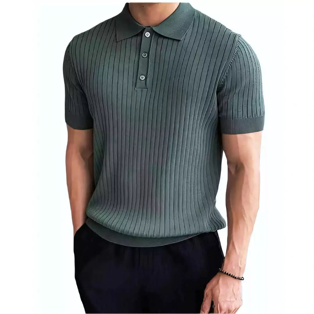 Old World Knit Polo Shirt -  #  Polo Retro Knit Polo: Vintage (OldMoney) Style & Modern Comfort Easy Care 