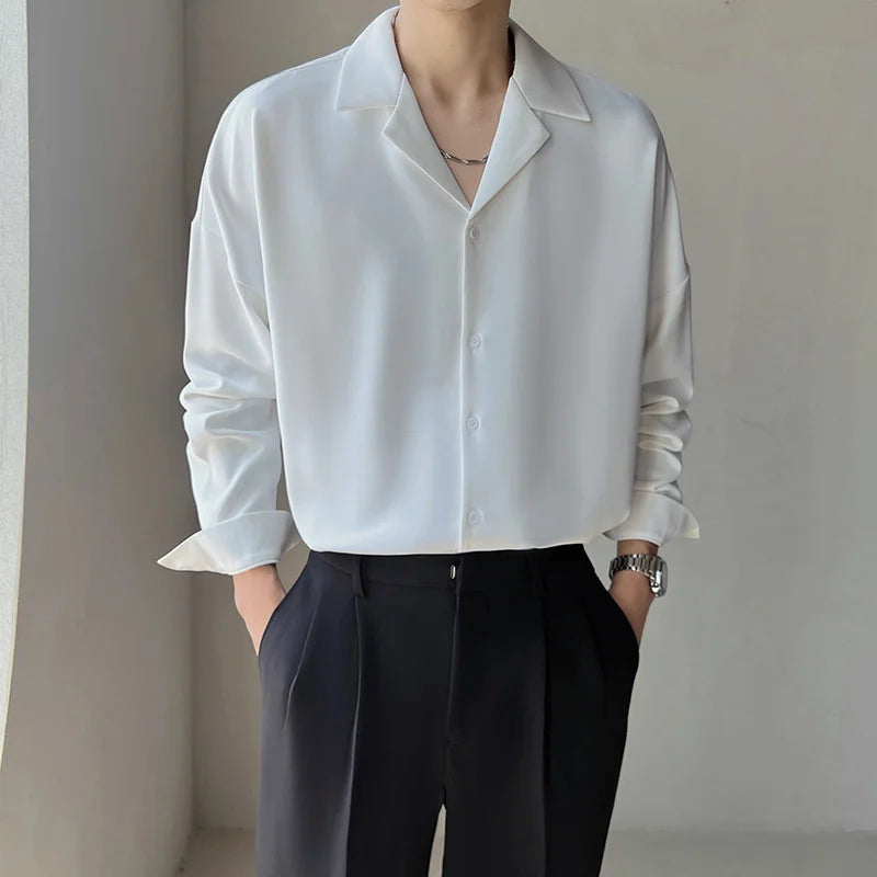 Oslo Grand Arc-Collar Shirt - Men's Oversized Overshirt | Long Sleeve Premium Twill | Alex Shogun Alex Shogun Men's Clothes