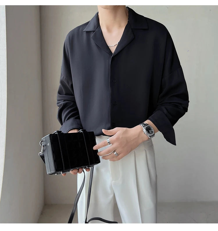 Oslo Grand Arc-Collar Shirt - Men's Oversized Overshirt | Long Sleeve Premium Twill | Alex Shogun Alex Shogun Men's Clothes