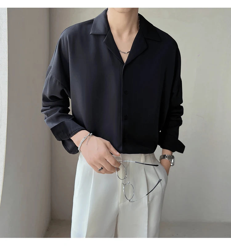 Oslo Grand Arc-Collar Shirt - Men's Oversized Overshirt | Long Sleeve Premium Twill | Alex Shogun Alex Shogun Men's Clothes