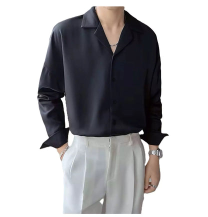 Oslo Grand Arc-Collar Shirt - Men's Oversized Overshirt | Long Sleeve Premium Twill | Alex Shogun Alex Shogun Men's Clothes
