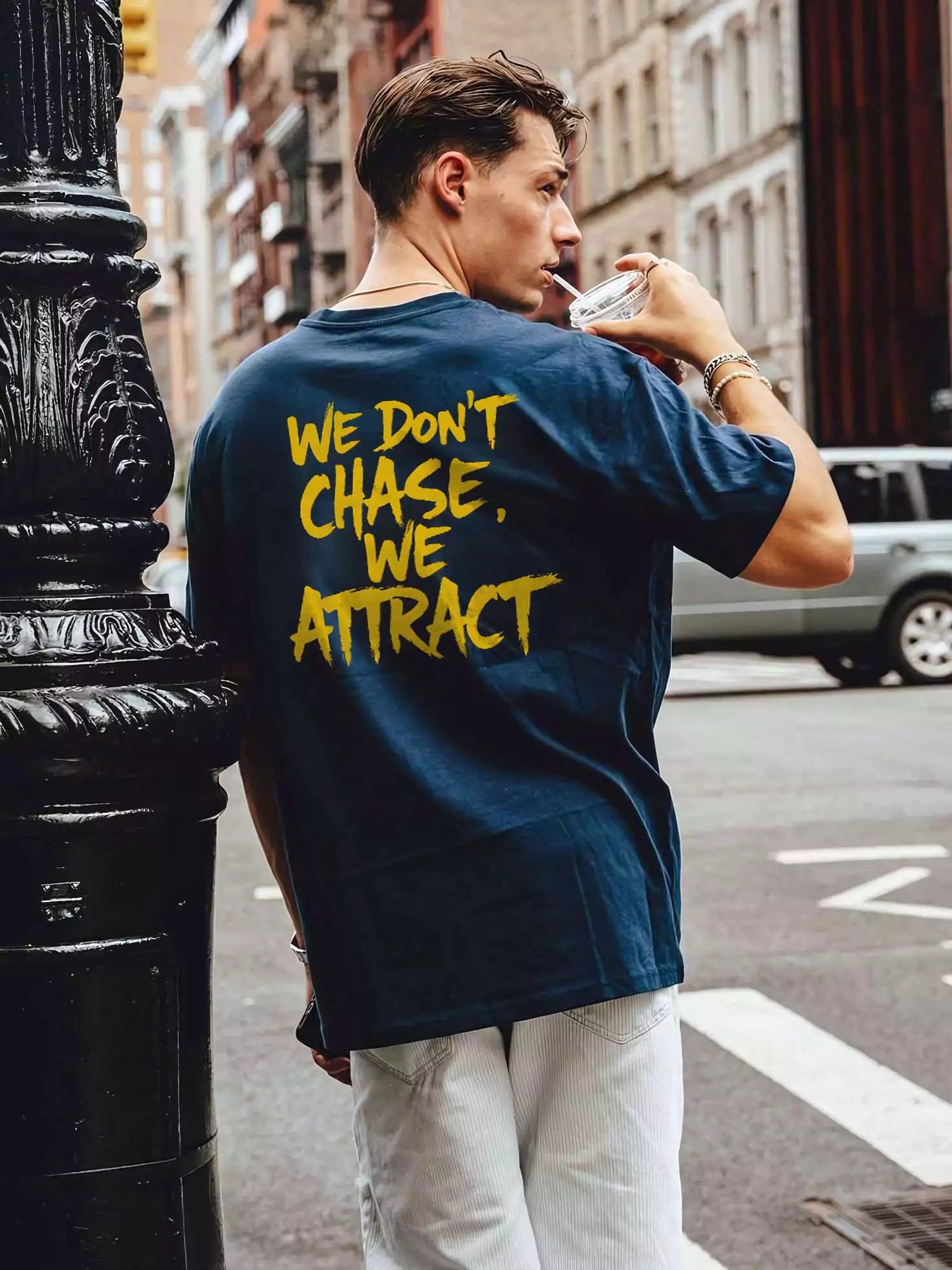Mock-Neck Oversized T-shirt – We Don’t Chase - Alex Shogun Men's Clothes