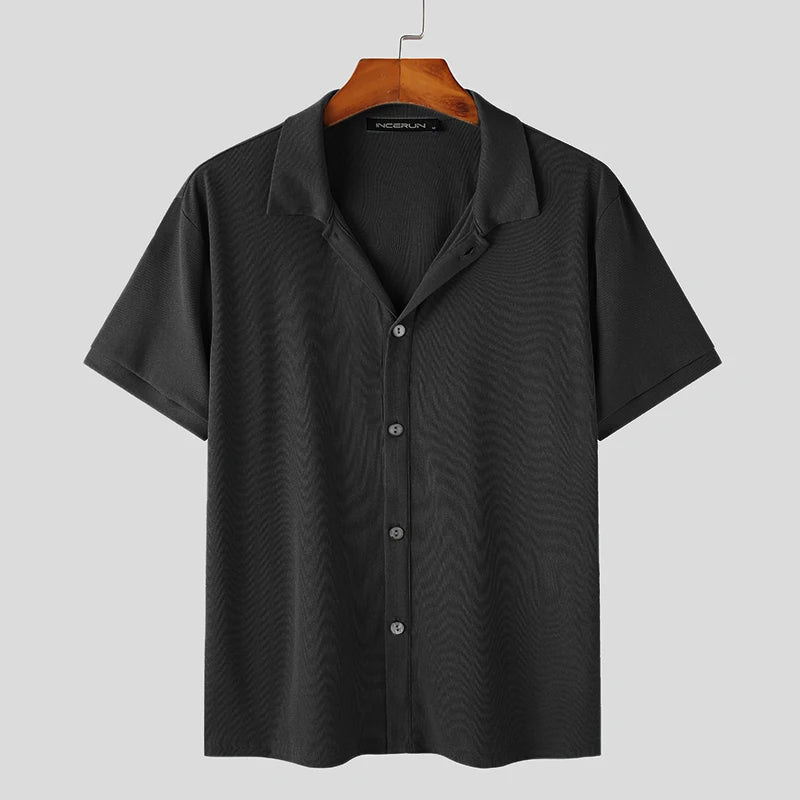 Knit Short Sleeve Shirt -  #  shirt Lapel Men's Knit Short Sleeve Shirt | Soft & Comfy 