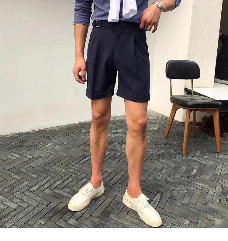 The Alt-Belt Short - Men's Formal Pleated Shorts | Diagonal Buckle Summer | Alex Shogun Alex Shogun Men's Clothes