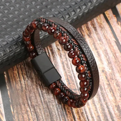 The Guardian Cross Bracelet — Tiger Eye Edition - Men's Leather Cross Bracelet | Tiger Eye Jewelry | Alex Shogun Alex Shogun Men's Clothes