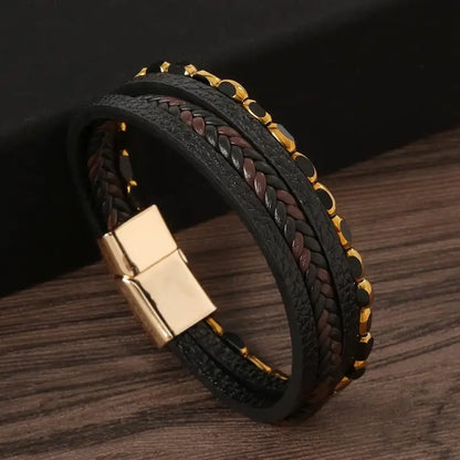 The Guardian Cross Bracelet — Tiger Eye Edition - Men's Leather Cross Bracelet | Tiger Eye Jewelry | Alex Shogun Alex Shogun Men's Clothes