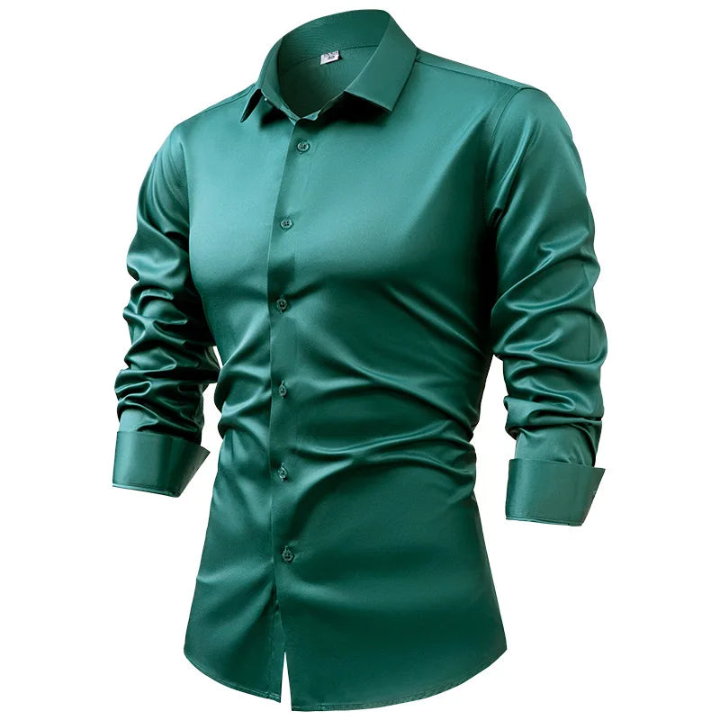 Royal Satin Shirt - Men's Satin Dress Shirt | Silk Feel Elegant | Alex Shogun Alex Shogun Men's Clothes