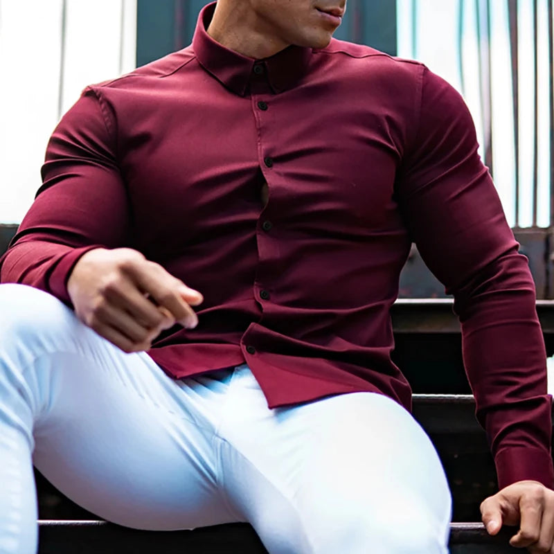 The S-Stretch Elite Long Sleeve Shirt - The S-Stretch Elite Long Sleeve Shirt Alex Shogun Men's Clothes