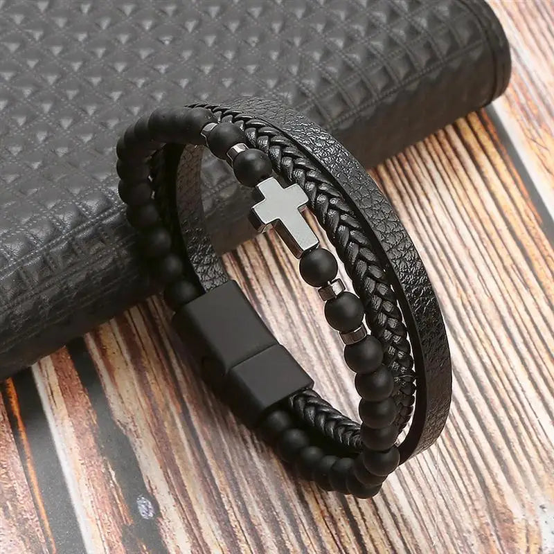 The Guardian Cross Bracelet — Tiger Eye Edition