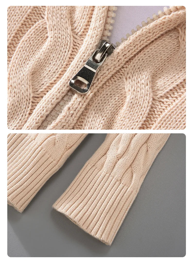 Zip-Neck Cotton Crew Sweater -  #  Top Cozy Cable Knit Quarter Zip Sweater | Elevate Your Fall Style 