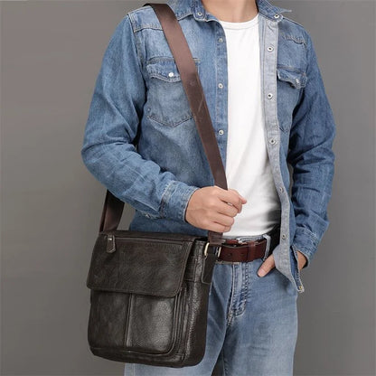 The Leather Shoulder Bag - Premium Leather Shoulder Bag for Men: The Chesterfield Carryall Alex Shogun Men's Clothes