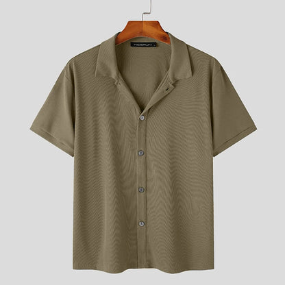 Knit Short Sleeve Shirt -  #  shirt Lapel Men's Knit Short Sleeve Shirt | Soft & Comfy 