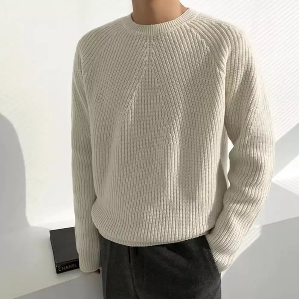Saville Knit Crew – Round Neck Sweater - Men's Crew Neck Sweater | Cotton Knit Pullover | Alex Shogun Alex Shogun Men's Clothes