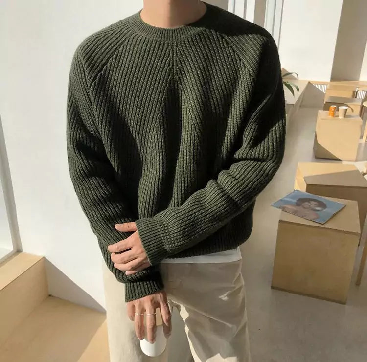Saville Knit Crew – Round Neck Sweater - Men's Crew Neck Sweater | Cotton Knit Pullover | Alex Shogun Alex Shogun Men's Clothes