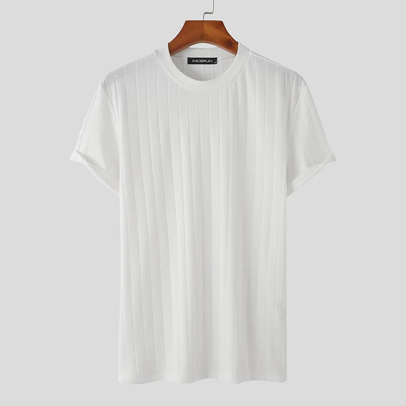 Vertical Stripe Tee - Alex Shogun Vertical Stripe T-Shirt | Relaxed Fit, Comfort Trend Look Alex Shogun Men's Clothes