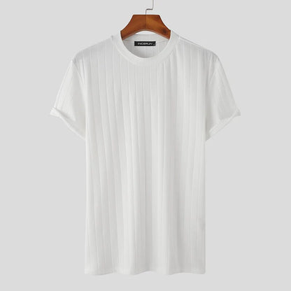 Vertical Stripe Tee -  #  shirt Men's Vertical Stripe T-Shirt | Relaxed Fit, Comfort Trend Look 