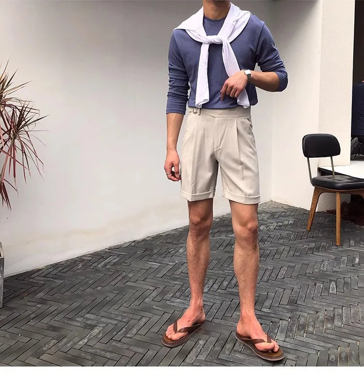 The Alt-Belt Short - Men's Formal Pleated Shorts | Diagonal Buckle Summer | Alex Shogun Alex Shogun Men's Clothes