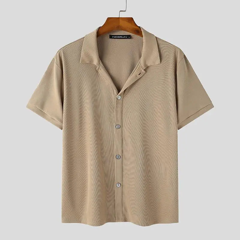 Knit Short Sleeve Shirt -  #  shirt Lapel Men's Knit Short Sleeve Shirt | Soft & Comfy 