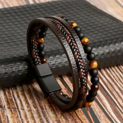 The Guardian Cross Bracelet — Tiger Eye Edition - Men's Leather Cross Bracelet | Tiger Eye Jewelry | Alex Shogun Alex Shogun Men's Clothes