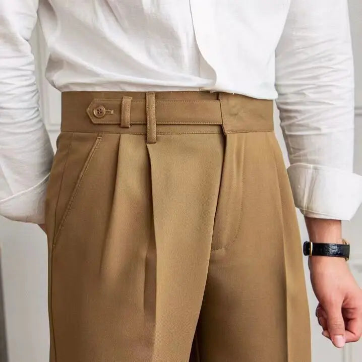 High-Waist Sterling Trouser - High-Waist Sterling Trouser: Classic Pleated Trousers for Men Alex Shogun Men's Clothes