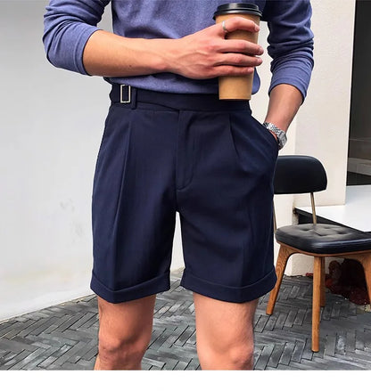 The Alt-Belt Short - Men's Formal Pleated Shorts | Diagonal Buckle Summer | Alex Shogun Alex Shogun Men's Clothes