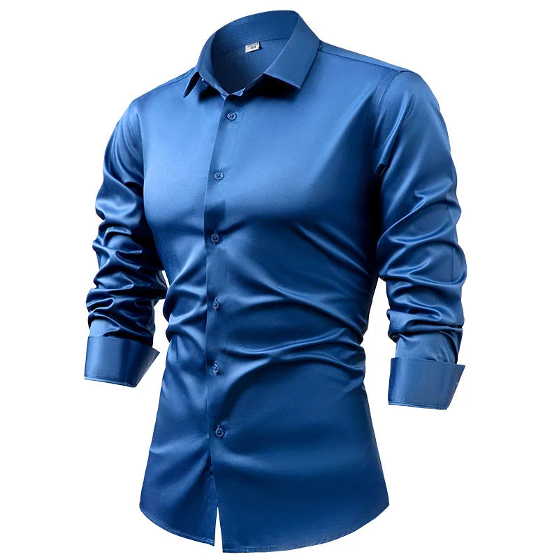 Royal Satin Shirt - Men's Satin Dress Shirt | Silk Feel Elegant | Alex Shogun Alex Shogun Men's Clothes