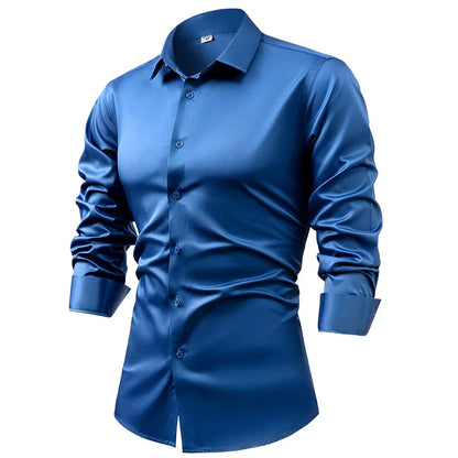 Royal Satin Shirt - Men's Satin Dress Shirt | Silk Feel Elegant | Alex Shogun Alex Shogun Men's Clothes