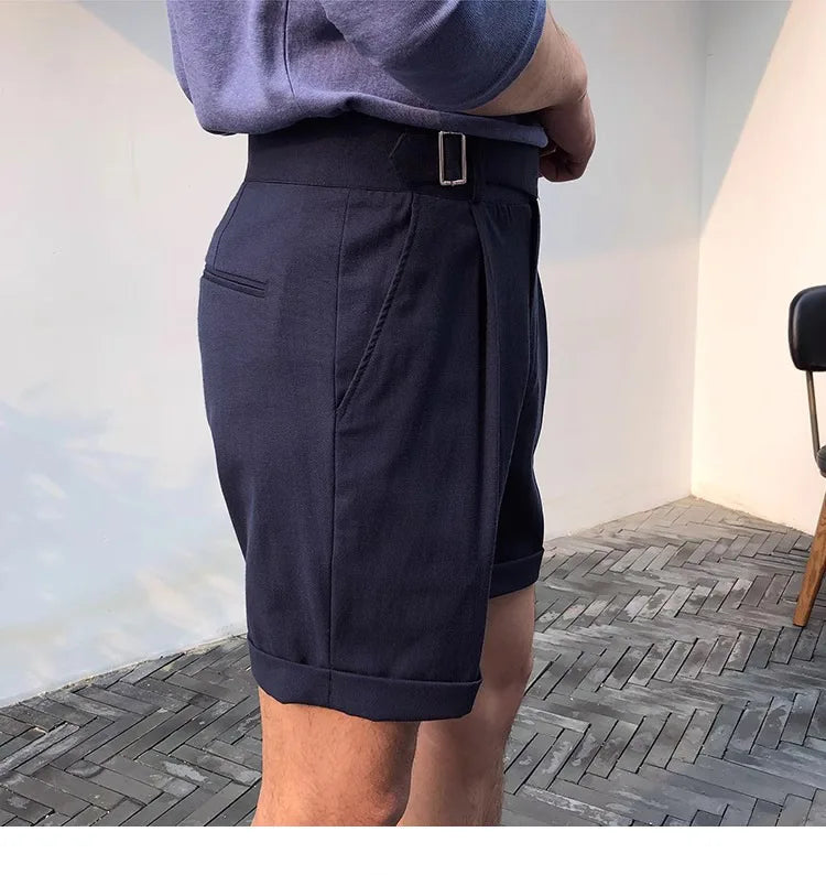 The Alt-Belt Short - Men's Formal Pleated Shorts | Diagonal Buckle Summer | Alex Shogun Alex Shogun Men's Clothes