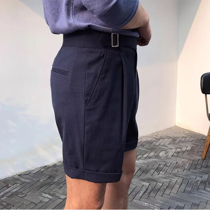 The Alt-Belt Short - Men's Formal Pleated Shorts | Diagonal Buckle Summer | Alex Shogun Alex Shogun Men's Clothes