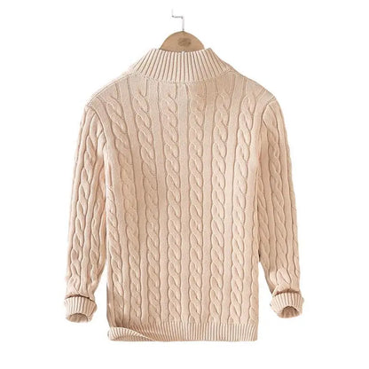 Zip-Neck Cotton Crew Sweater -  #  Top Cozy Cable Knit Quarter Zip Sweater | Elevate Your Fall Style 