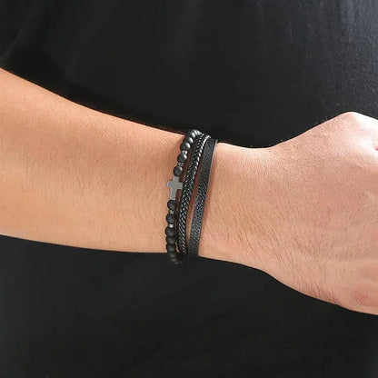 The Guardian Cross Bracelet — Tiger Eye Edition - Men's Leather Cross Bracelet | Tiger Eye Jewelry | Alex Shogun Alex Shogun Men's Clothes