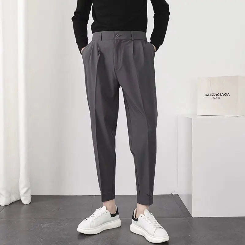 Seoul Tapered Pleat Pants - Best Seoul Tapered Pleat Pants - Korean Style Slim Fit Trousers Alex Shogun Men's Clothes