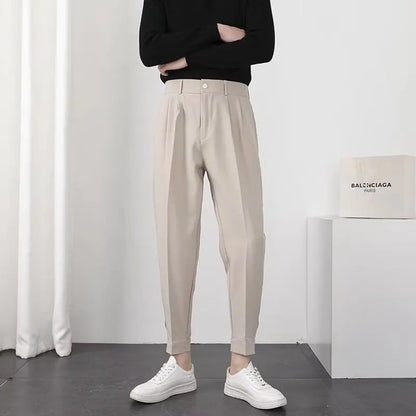 Seoul Tapered Pleat Pants - Best Seoul Tapered Pleat Pants - Korean Style Slim Fit Trousers Alex Shogun Men's Clothes