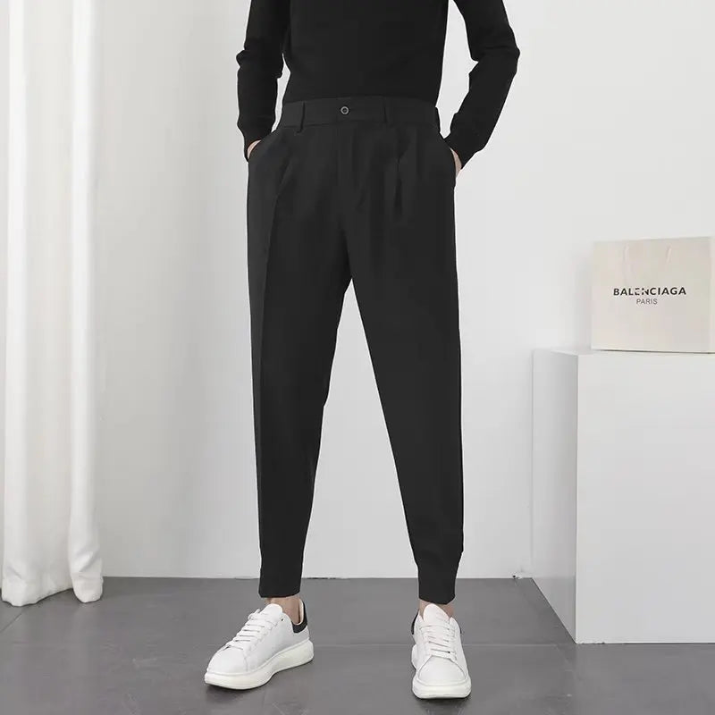 Seoul Tapered Pleat Pants - Best Seoul Tapered Pleat Pants - Korean Style Slim Fit Trousers Alex Shogun Men's Clothes