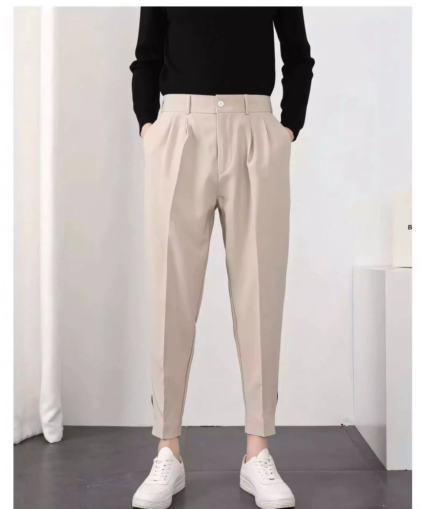 Seoul Tapered Pleat Pants - Best Seoul Tapered Pleat Pants - Korean Style Slim Fit Trousers Alex Shogun Men's Clothes