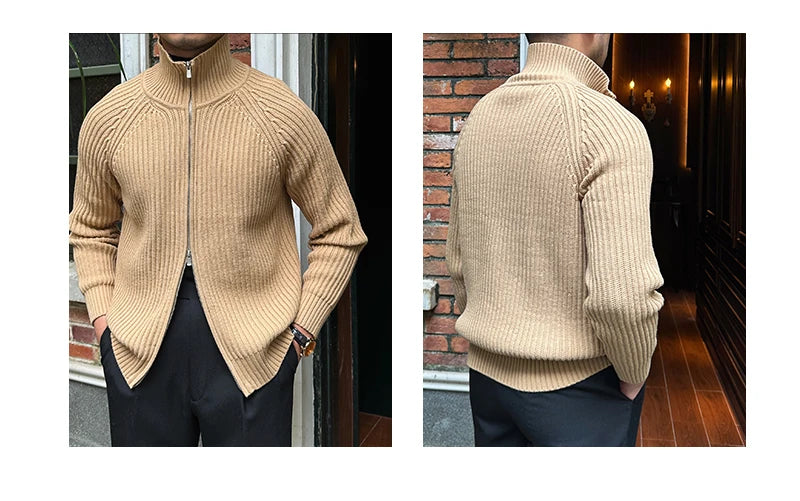 Vintage Luxe Ribbed Knit Jacket - Vintage Luxe Ribbed Knit Jacket | Men's Autumn & Winter Knitwear Alex Shogun Men's Clothes