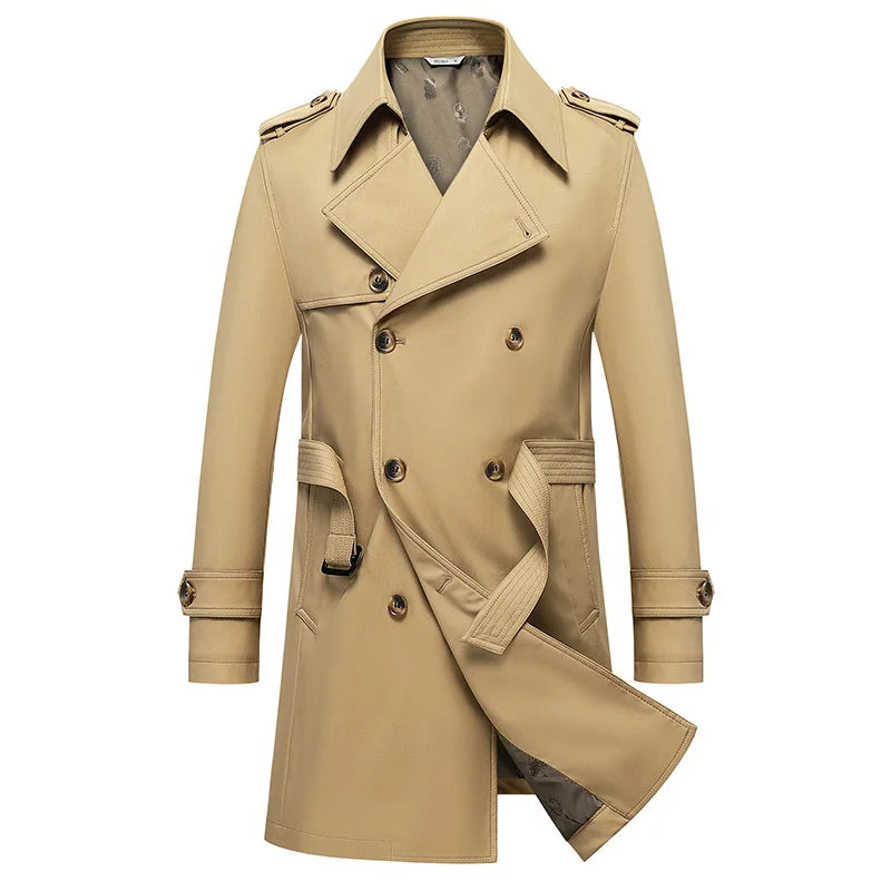 Classic Trench Coat - Men's Double Breasted Trench Coat | Dark Masculine | Alex Shogun Alex Shogun Men's Clothes