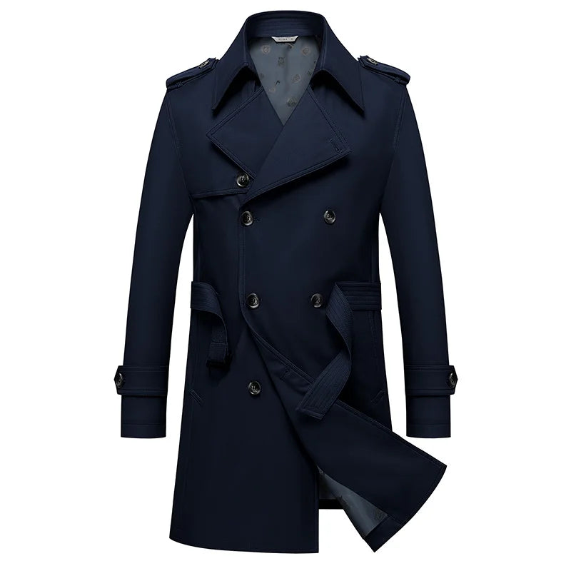 Classic Trench Coat - Men's Double Breasted Trench Coat | Dark Masculine | Alex Shogun Alex Shogun Men's Clothes